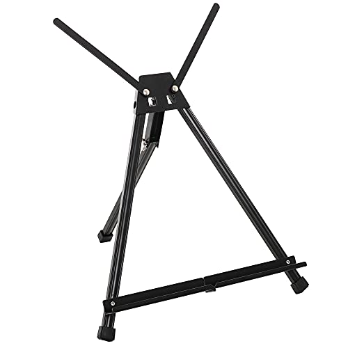 U.S. Art Supply 15 to 21-Inch Adjustable Tabletop Easel for Painting - Black, Aluminum Tripod, Portable Art Easel Stand for Sign Display, Painting Canvas, and Whiteboard