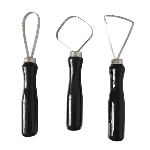 3pcs Sculpture Scraper Knife Carved Sludge Shaper Ceramic Pottery Clay Trimming Big Loop Tools Set