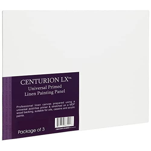 Centurion All-Media Primed Linen Panels - 9x12 3 Pack - 11oz Universal Primed Canvas Boards for Painting, Mounted on MDF Wood, Non-Warping, Ideal for Artists, Professionals, and Painters - size: 9"x12"