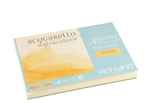 Fabriano Artistico Traditional White Watercolor Block, 140 lb./300 GSM, Cold Press, 25 Sheets, 5" x 7" - size: 5 x 7 inches