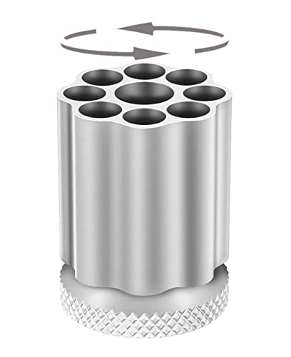 Rotating Revolver Pen Holder, Gun Cylinder Pen Holders, Favorite Pencil Holder and Perfect Stationery Supplies (Silver) - color: silver