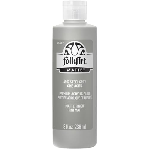 FolkArt Acrylic Paint in Assorted Colors (8 oz), , Steel Gray - color: Steel Gray, size: 8 Fl Oz (Pack of 1)