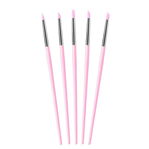 5Pcs Silicone Sculpting Tools for Polymer Clay, Nail Art & Craft DIY | Silicone Shaping Brushes for Clay Modeling, Ceramic, Fondant, Nail Art Design, Detailing and DIY Projects - color: Pink