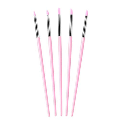 5Pcs Silicone Sculpting Tools for Polymer Clay, Nail Art & Craft DIY | Silicone Shaping Brushes for Clay Modeling, Ceramic, Fondant, Nail Art Design, Detailing and DIY Projects - color: Pink