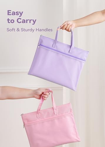 SortRax Large Zipper Pouch with Handle, Fits Letter and A4, Pink - color: Pink