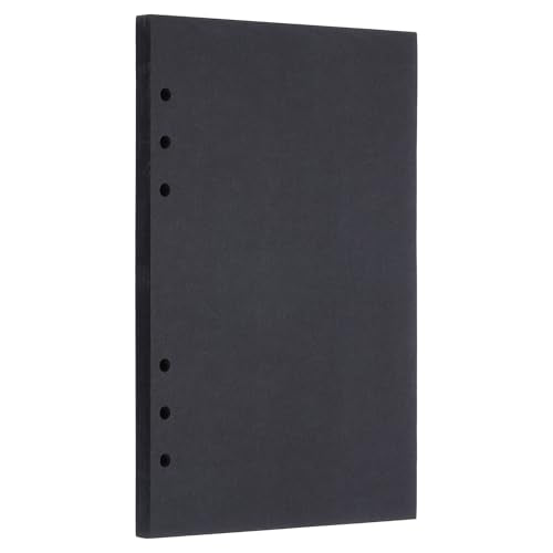 PATIKIL A5 Refill Paper, Unlined Blank Kraft Paper 6 Hole Filler Inserts Loose Leaf Paper for 6 Ring Binder, 80 Sheets/160 Pages, Black