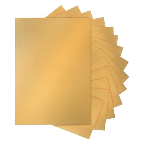 Silunkia 28 Sheets Gold Shimmer Cardstock 8.5 x 11 Glossy Paper 92lb | Heavyweight Paper Card Stock for DIY Cards Making, Anniversaries, Wedding Invitations, School Crafting, Greeting Cards - color: Gold, size: 28 Sheets