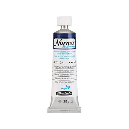 Schmincke - NORMA® Blue, 21402009, finest water-based artists' oil colors, highly pigmented, lightfast, vegan, ultramarine blue deep, 35 ml - color: 402 ultramarine blue deep