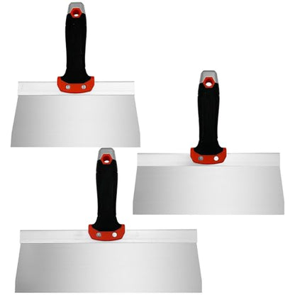 Drywall Knife 3pcs/Set, Stainless Steel Taping Knives Kit | Includes 8'', 10'', 12'' Tools, Perfect for Drywall Joint Taping, Finishing & Patching - color: Black - E Set