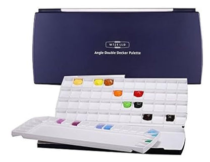 Mijello Watercolor Double Decker Palette, 72 Wells, 14.56" x 7.08" x 1.18", 1 Each