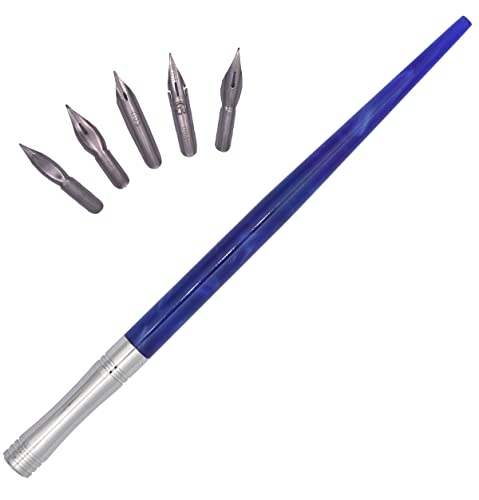 Gullor Resin Dip Pen Handcrafted Calligraphy Set with 33 Nibs for Art, Signatures, Drawing, Caligraphy Kits for Beginners (Purple) - color: Purple