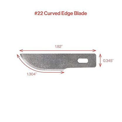 Excel Blades 100 PCS Craft Knife Blade Refill, #22 High Carbon Steel Curved Hobby Knife Blades Replacement - For Precision Cutting, Professional, Hobby, And Art Crafts | Precision Cutting Tool, Professional & Studio Grade, Replacement Refills for Art and
