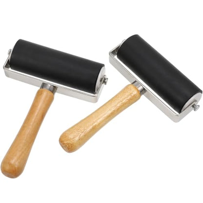 Ciieeo 2pcs Rubber Printmaking Roller Ink Roller Tool for Block Printing Stamping Scrapbooking Wallpaper and Glue Spreading 5.82 X 4.80 X 1.37 in