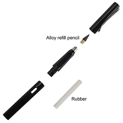 Infinity Forever Pencil - 0.7mm Infinite Everlasting Metal Inkless Pencils Set with Eraser, No Need Sharpened, Replace Mechanical Pen for Sketch, Drawing and Writing（8Pcs Black + White） - color: 8 Pcs Black+White