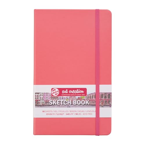 Talens Art Creation Sketchbook, Coral Red, 80 Sheets, 5.1 x 8.3 in - color: coral red, size: 13×21cm