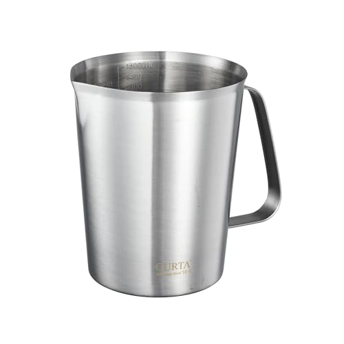 18/8 Stainless Steel Measuring Cup with Handle and Pour Spout, Heavy Duty Commercial Kitchen Measuring Pitcher for Restaurant, Bakery, Food Prep and Large Batch Cooking, 48 OZ (6 Cup, 1500 ML) - color: Flat Handle, size: 48 OZ (6 Cup, 1500 ML)