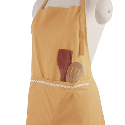 FINGERCRAFT Apron, Dual Pocket, Adjustable Tie, Multipurpose Washable Bib Apron for Home, Kitchen, Chef and Professionals - color: Brown