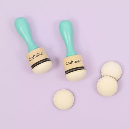 Craftelier - Kit of 2 Ink and Paints Bleding Tools with Base of 30 mm Diameter + Stackable Plastic Containers for Storing Foam Pads | Ideal for Applying Inks in Your Crafts - size: Ink Mixing Blending Tools + Stackable Containers