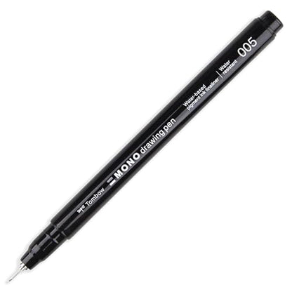 Tombow MONO Drawing Pen Fineliner - Water and Light Resistant - 0.05/0.1/0.2mm - Black Ink - Pack of 3 In Envelope Gift Packaging