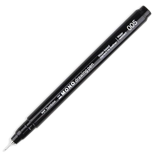 Tombow MONO Drawing Pen Fineliner - Water and Light Resistant - 0.05/0.1/0.2mm - Black Ink - Pack of 3 In Envelope Gift Packaging