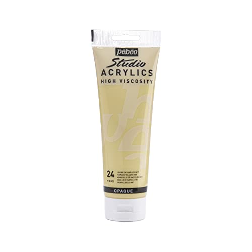 Pebeo Studio Acrylics High Viscosity, Fine Acrylic, 250 ml - Naples Yellow Hue - color: Naples Yellow Hue, size: 8.45 Fl Oz (Pack of 1)