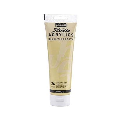 Pebeo Studio Acrylics High Viscosity, Fine Acrylic, 250 ml - Naples Yellow Hue - color: Naples Yellow Hue, size: 8.45 Fl Oz (Pack of 1)