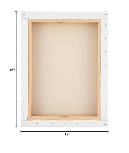 SoHo Urban Artist, 12x16 Heavyweight Stretched Cotton Canvas for Painting - 1.5" Deep- 3 Pack, Triple Primed, 100% Cotton Canvas, Archival, Universal Primed for Oil, Acrylic, Alkyd, Mixed Media