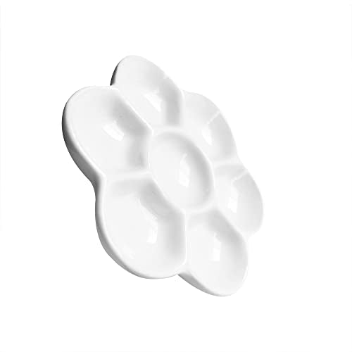 2 pcs 3.4" Diameter Paint Palette Glazed Watercolor Painting Mixing Ceramic Palette Flower Shape