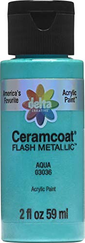 Delta Creative Ceramcoat Acrylic Paint, 2 oz, Flash Metallic Aqua - color: Flash Metallic Aqua