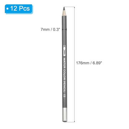 PATIKIL Watercolor Pencil, 12Pcs Water Soluble Pencils for Blending, Coloring, Sketch Drawing, Painting, Grey - color: Grey