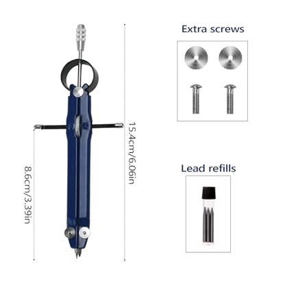 Compass for Geometry, Metal Compass with Extra Refills Compass Drawing Tool for Students Drafting Compass Back to School Supplies (Blue 1pc)