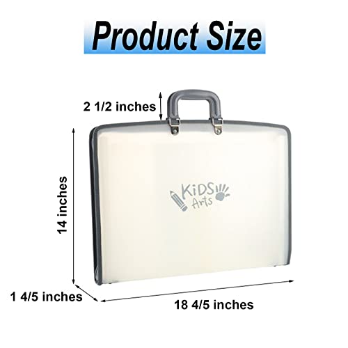 Acocony 11x17 Art Portfolio-Accordian File Organizer with 13 Pockets | 11x17 Portfolio Folder for Artwork with Handle and Zipper Closure, Frosted Translucent,Waterproof 1-Pack