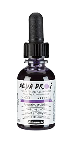 Schmincke - AQUA DROP, liquid, pigment-based watercolour, amethyst violet in 30 ml pipette bottle, 24400034, for watercolorpainting, urban sketching, calligraphy, handlettering, lightfast - color: 400 amethyst violet