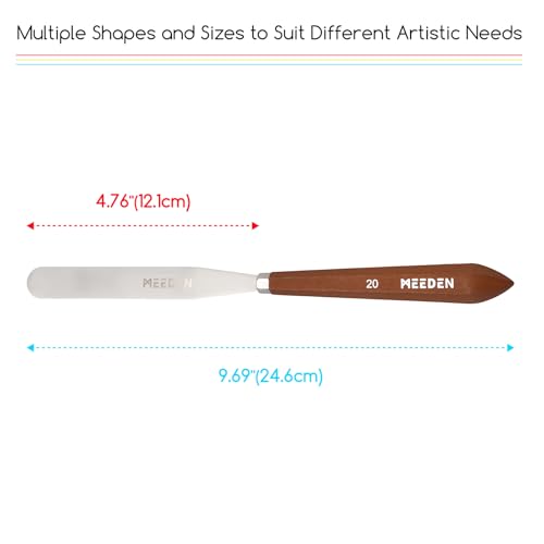 MEEDEN Artist Oil Painting Knife: 9.69" Flexible Stainless Steel Art Pallet Scraper Knife with Wooden Handle for Color Mixing, Spreading, Scratching, #20 - style: #20
