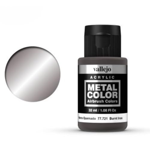 Vallejo - Metal Color | Burnt Iron 32 ml (1.08 fl.oz.) | Faithfully Reproduce Different Metallic Finishes - style: Burnt Iron 32 ml (1.08 fl.oz.)