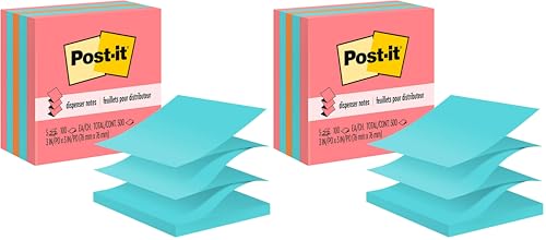 Post-it Pop-up Notes, 5 Sticky Note Pads, 3 x 3 in., School Supplies, Office Products, Accordion Sticky Notes Work with Pop-Up Note Dispenser, Assorted Brights (Pack of 2) - size: 2" x 3" (Pack of 2)