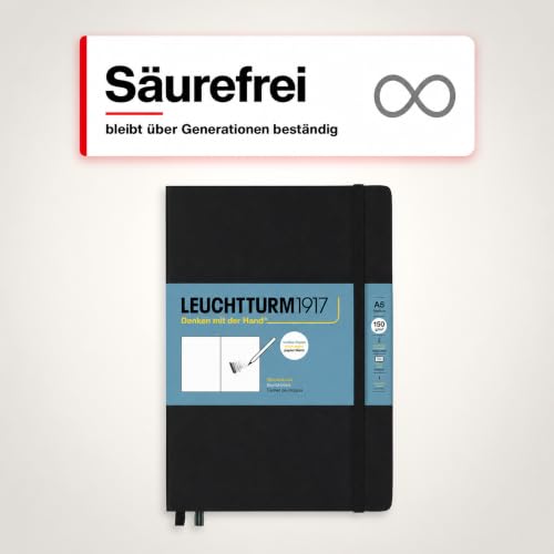 Leuchtturm1917 - Medium A5 Hardcover Sketchbook (Black) - 112 Pages of 150g/m² Paper - color: Black, size: Medium (A5)