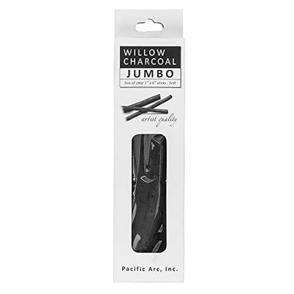 Pacific Arc Large Willow Charcoal Stick, Soft, Black, Willow Charcoal for Sketching and Drawing - style: Jumbo