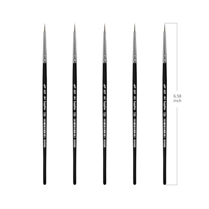 XDT#725 Micro Detail Artist Pin Point Painting Brush Set of 5 Piece #0000 Brushes Set, Acrylic Watercolor Oil, Fine Detailing Painting, Art, Scale Models, Easy Grip Handles - size: 5Pcs #0000