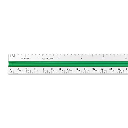 Alumicolor Aluminum Architect Color-Coded Solid Drafting Scale, 12IN, Silver - size: 12IN, style: Architect