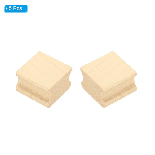 PATIKIL 30x30mm Blank Wood Rubber Stamp Mounts, 5Pcs Wooden Rubber Stamp Handle Hard Wooden Blocks for Making DIY Crafting, Brown - size: 30x30mm