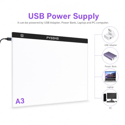 A3 LED (16.7''x 12.7'') Light Pad for Diamond Art, USB Powered 3 Brightness Levels with Clips & Diamond Art Painting DIY Kits, Accessories for Tracing, Drawing, Sketching, Animation - size: A3 (Light Pad)