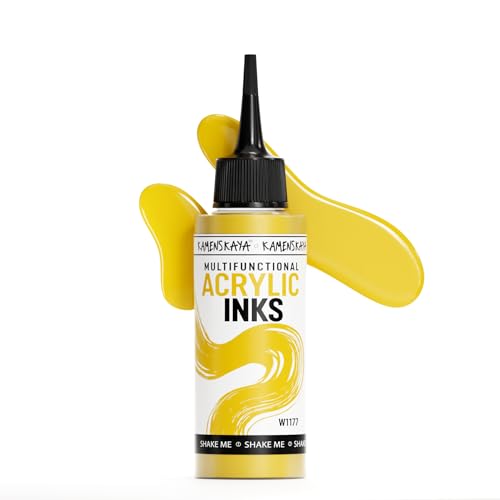 Kamenskaya Acrylic Inks, Bright Yellow Acrylic Ink, 3.38 Fl Oz (100 ml) - color: Bright Yellow