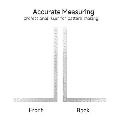 KEARING 24"x14" L-Square Ruler - Aluminum Multi-Scale French Curve Sewing - style: 5124A(24")