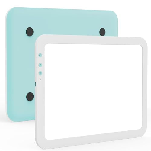 TOHETO A3 Rechargeable Led Super Bright Light Pad Powered by 3500mAh Lithium Battery for Weeding Vinyl Tool, Portable Wireless Light Board/Box for Tracing, Diamond Painting, Sketching & Drawing - color: White & Mint Green, size: A3 without Bag