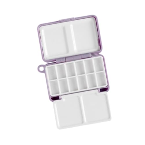 Colaxi Watercolor Palette Case Travel with Mixing Area with Lid Mini Paint Box Gouache Mixing Tray for Graffiti Nail Art Acrylic Painting, Portable 12 Colors Paint Palette Box for Adults Kids, Violet - color: Violet