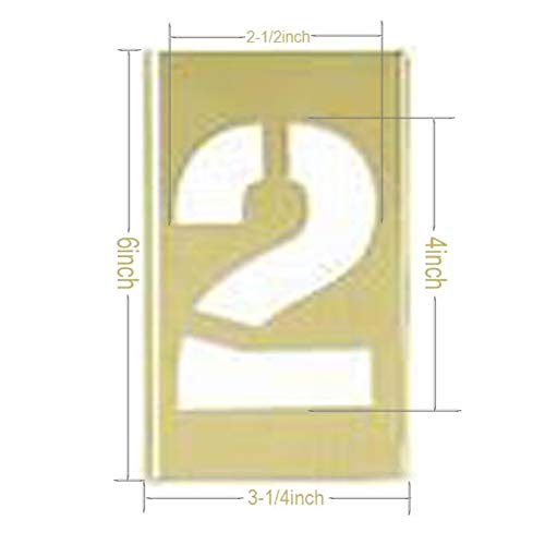 Deezio Curb Stencil Kit for Address Painting, 4 inch Brass Interlocking Numbers Stencils - 15 Piece Set - size: 4inch(15piece)