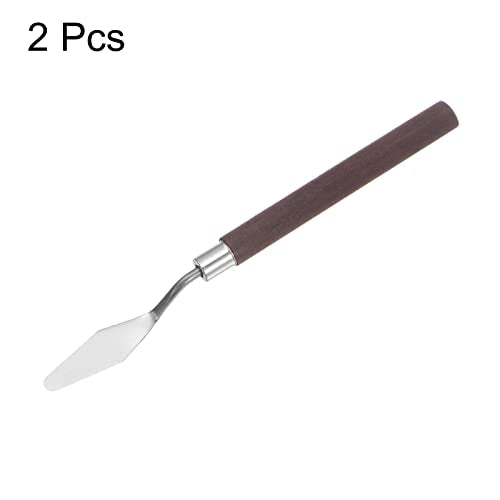 HARFINGTON 2pcs No.5 Palette Knives 14mm Width Stainless Steel Small Pointy Spatula Painting Pallet Knife with Wood Handle for Oil Acrylic Canvas Mixing Spreading, Red - size: 14mm