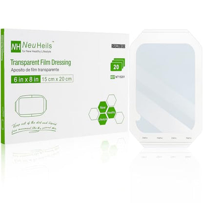 NeuHeils Extra Large Transparent Film Dressing 6"x8", 20 Pack - size: 6''x8''