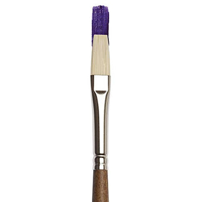 Winsor & Newton Artists' Oil Synthetic Brush, Flat #4 | Synthetic Flagged Bristles, Excellent Color Carrying Capacity, Handmade in England, For Oil Paint - style: Flat #4